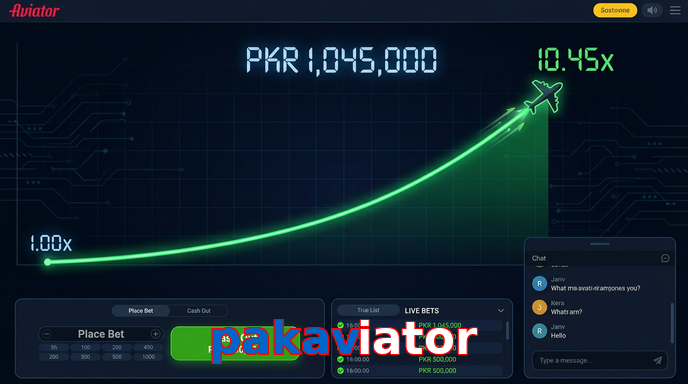 Main screen of Pakaviator aviator page for PK players